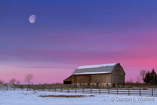 Moon & Barn At Sunrise_03867-8.jpg - Photographed near Smiths Falls, Ontario, Canada.